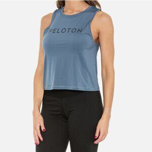NWT Womens Yoga Pilates Top New Peloton Blue L Muscle Tank Crop New Logo Distanc